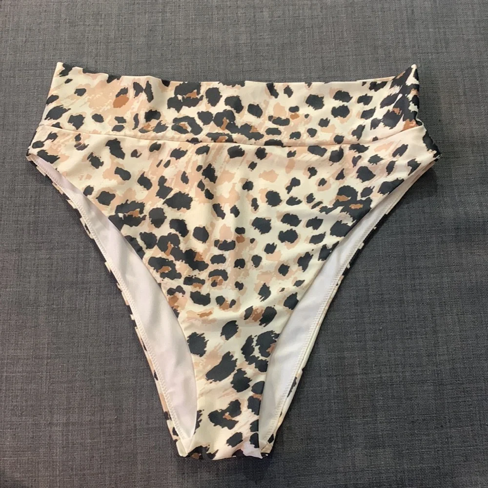 Aeria NEW Bikini Swim Bottom XL Animal Cheetah Leopard Print Beach Pool Cruise